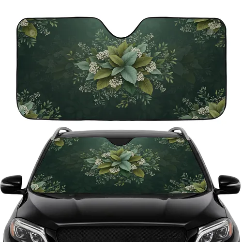 Lush Botanical Leaves Flowers Forest Cluster - Car Interior Upgrade Car Sunshade