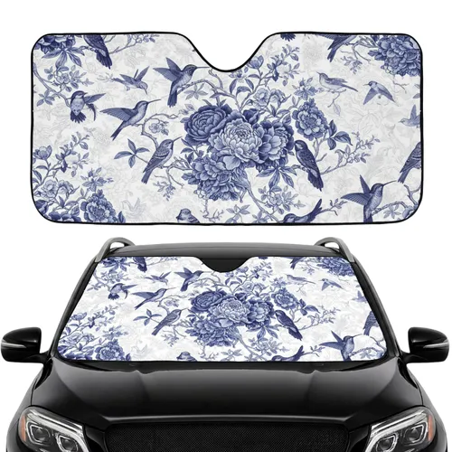Hummingbirds Songbirds Peony Rose Floral - Car Interior Upgrade Car Sunshade