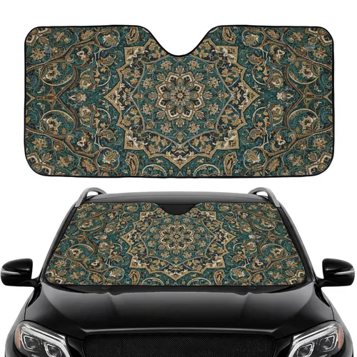 Symmetrical Persian Rug Floral Geometric Arabesque Paisley Tapestry - Car Interior Upgrade Car Sunshade