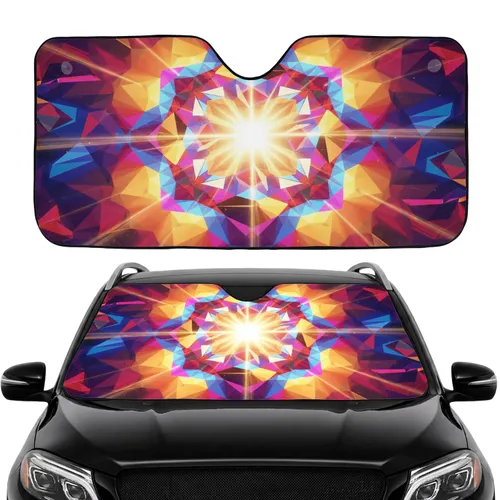 Radiant Light Polygons Kaleidoscope Spectrum Travel Essentials Car Sunshade