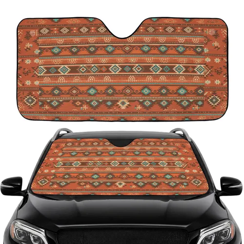 Southwestern Tribal Diamonds Zig-Zags Starbursts - Car Interior Upgrade Car Sunshade
