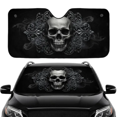Realistic Gothic Skull Acanthus Baroque - Dark Fantasy Car Interior Upgrade Car Sunshade