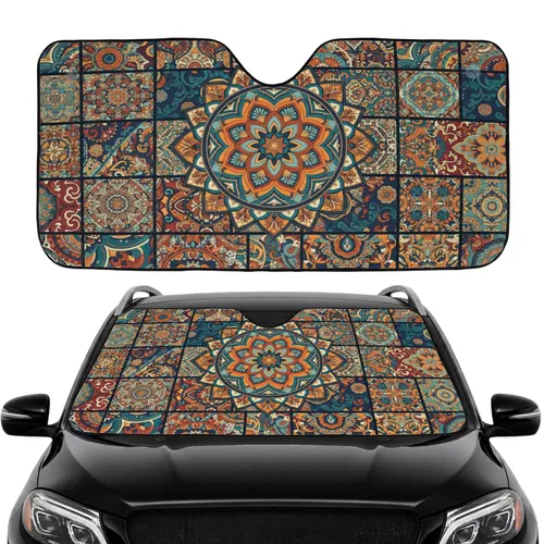 Mandala Floral Star Paisley Tapestry - Road Trip Accessory Car Sunshade