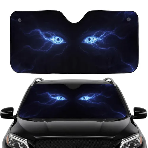 Glowing Electric Blue Eyes Lightning Energy - Car Interior Upgrade Car Sunshade