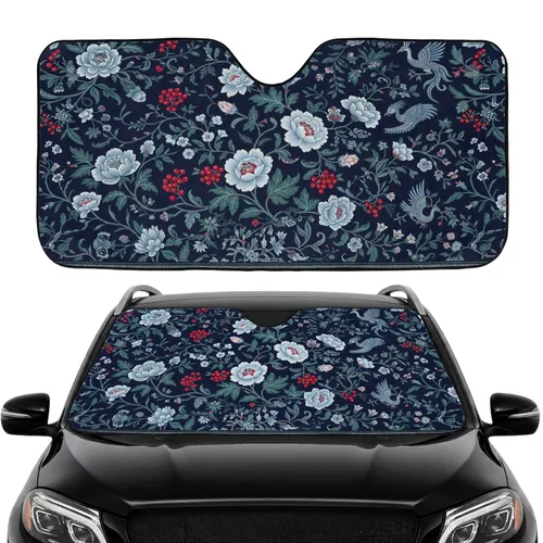 Chinoiserie Botanical Floral Dragon Geometric Vines - Car Interior Upgrade Car Sunshade