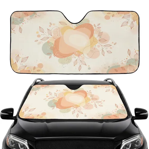Organic Shapes Flowing Leaves Pastel Dots Textured Fine Art Paper - Car Interior Upgrade Car Sunshade
