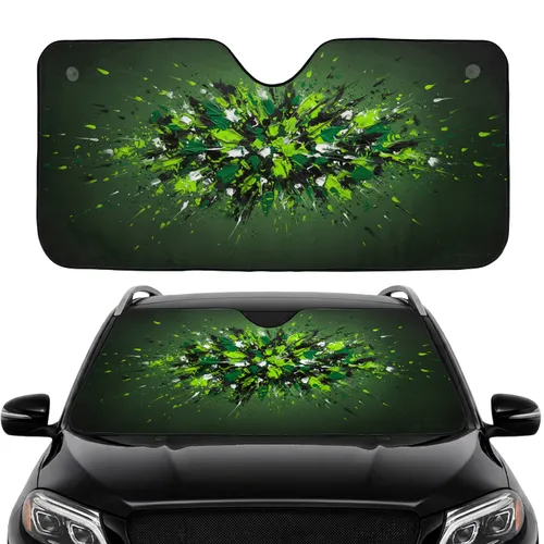 Green Black White Paint Swirls Motion Depth Texture - Car Interior Upgrade Car Sunshade