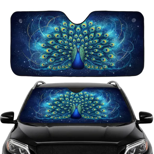 Majestic Peacock Fanned Tail - Car Interior Upgrade - Bird Lover Gift Car Sunshade