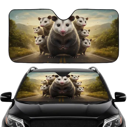Realistic Opossums Winding Road Sun-Drenched Adventure Foliage Road Trip Gift Car Sunshade