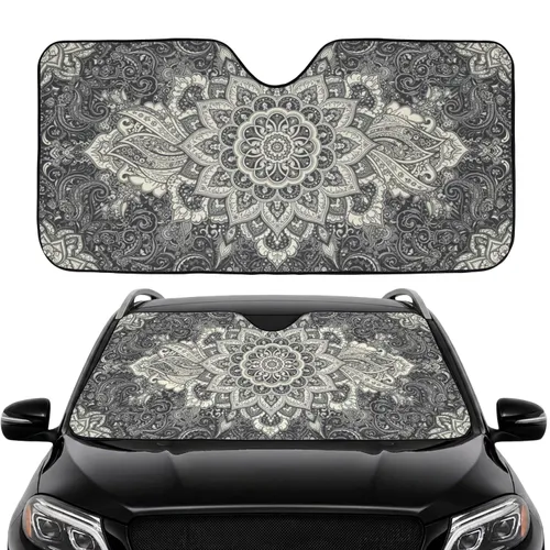 Mandala Floral Paisley Filigree Arabesque - Car Interior Upgrade Road Trips & Commute Car Sunshade