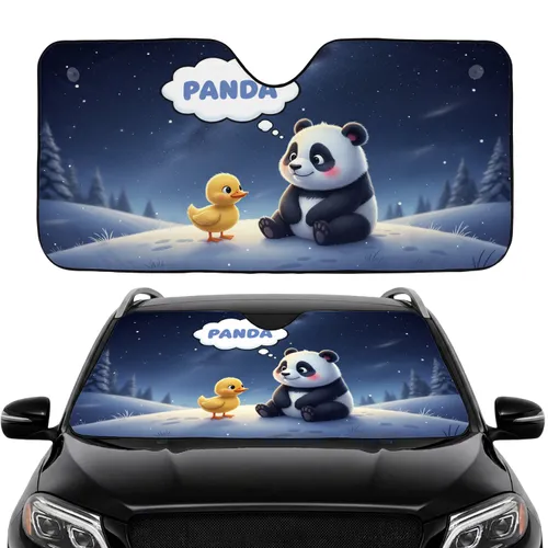 Fluffy Panda Duck Winter Night Sky - Car Interior Upgrade Road Trip Gift Car Sunshade