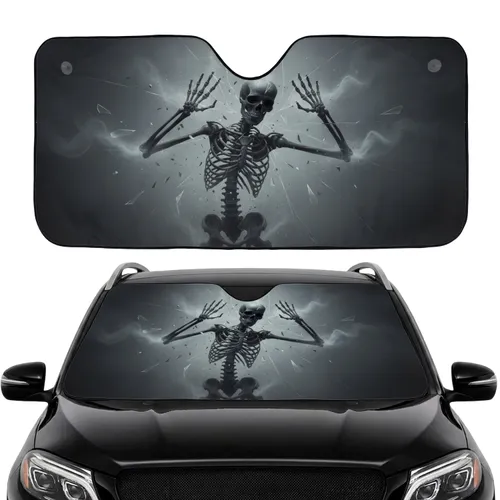 Haunting Skeleton Reaching Out Through Smoky Fog - Car Interior Upgrade Car Sunshade