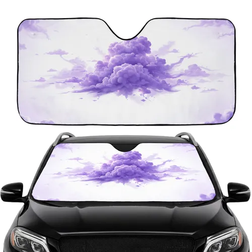 Swirling Lavender Amethyst Smoke Clouds Glowing White Expanse - Car Interior Upgrade Car Sunshade