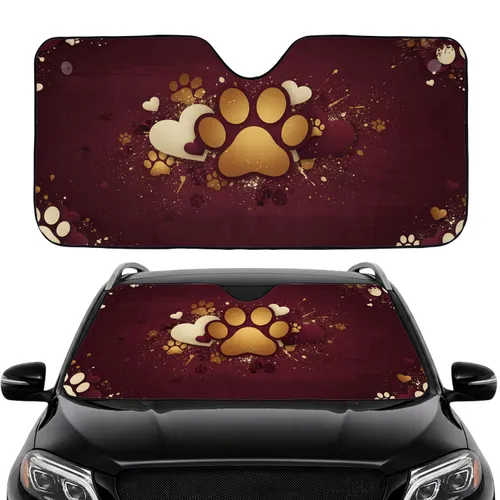 Paw Prints Hearts Splatters Car Interior Upgrade Road Trip Pet Lover Gift Car Sunshade