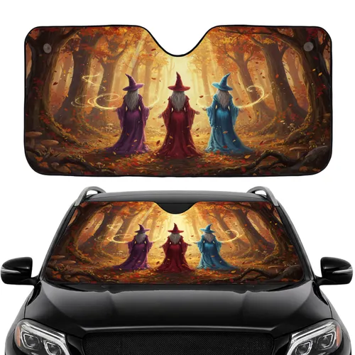Ethereal Witches Vibrant Fall Foliage Enchanted Forest Car Interior Upgrade Car Sunshade