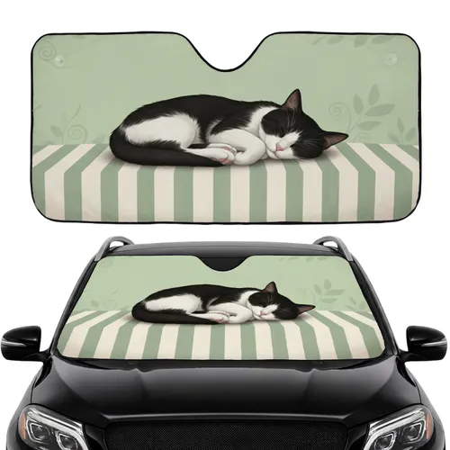 Plush Striped Surface Sleeping Curled Cat - Car Interior Upgrade for Cat Owners Car Sunshade