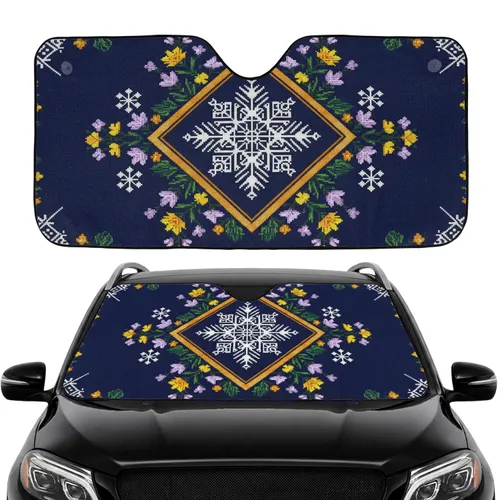 Starburst Snowflake Diamond Blossom Floral Road Trip Essential Car Sunshade