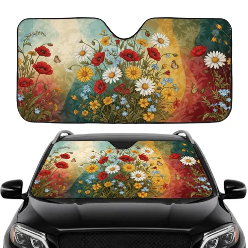 Rich Botanical Floral Butterfly Tapestry Car Interior Upgrade Car Sunshade