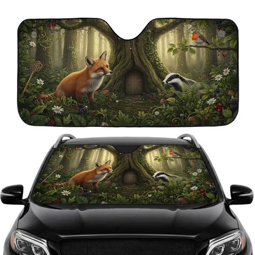 Red Fox Badger Woodland Forest - Road Trip Car Interior Upgrade Car Sunshade