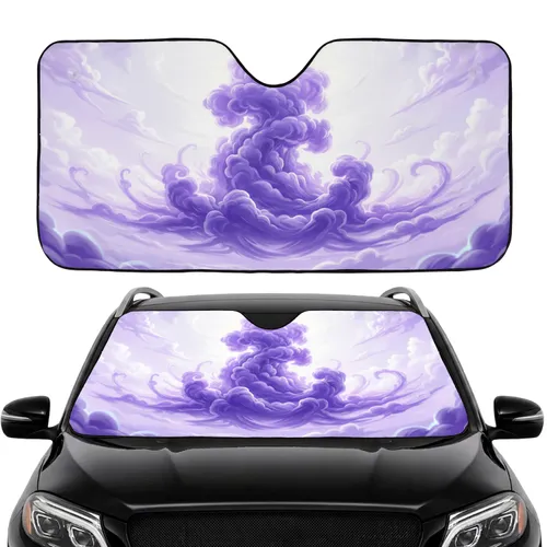 Vibrant Volumetric Purple Smoke Ethereal Clouds Luminous White - Car Interior Upgrade Car Sunshade