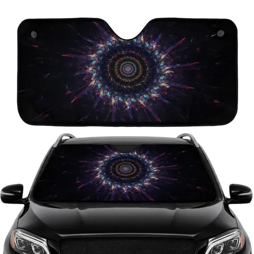 Iridescent Fractal Mandala Crystalline Swirl Cosmic Void - Car Interior Upgrade Car Sunshade