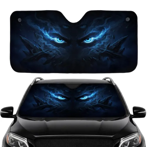 Intense Menacing Electric Blue Glowing Eyes - Car Interior Upgrade Car Sunshade