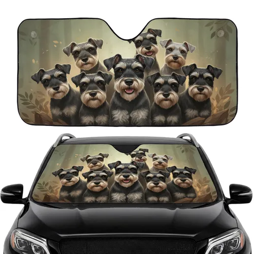 Diverse Schnauzer Dogs Road Trip Gift for Schnauzer Owners Car Sunshade