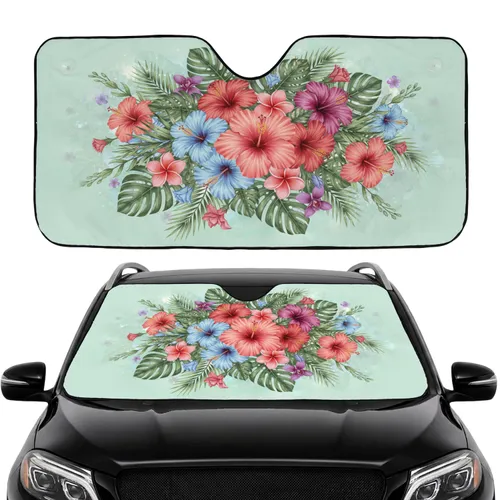 Tropical Hibiscus Plumeria Orchid Floral Car Interior Upgrade Car Sunshade