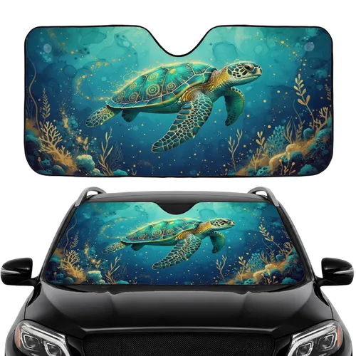 Sea Turtle Ocean Coral Sea Plants - Car Interior Road Trip Car Sunshade