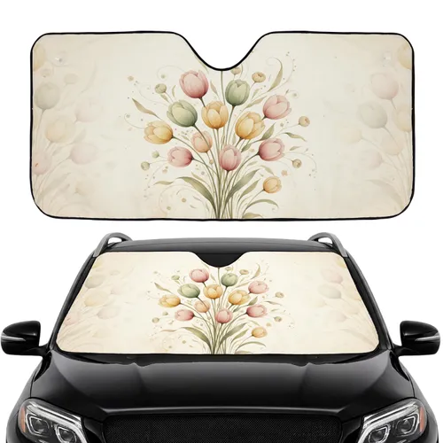 Lush Organic Elegant Flowers Blossom Heads Botanical Leaves Seed Pods Commute Accessory Car Sunshade