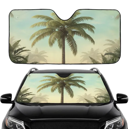 Tropical Palm Tree Foliage Sky - Road Trip Car Accessory Car Sunshade