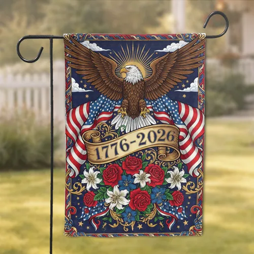 Bald Eagle American Flag 1776-2026 - USA 250th Anniversary Gift for Veterans Garden Flag
