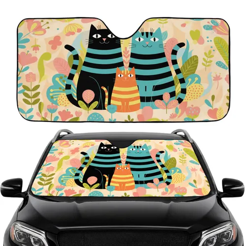 Cats Garden Floral - Car Interior Upgrade Cat Lover Gift Car Sunshade