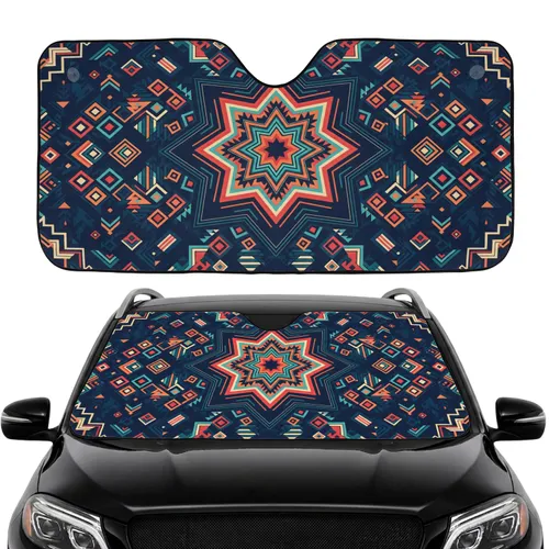 Native American Inspired Geometric Diamond Starburst - Car Interior Upgrade Road Trip Accessory Car Sunshade