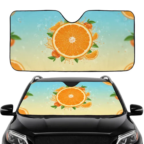 Fresh Orange Cross-Section Citrus Fruit - Car Interior Upgrade Car Sunshade