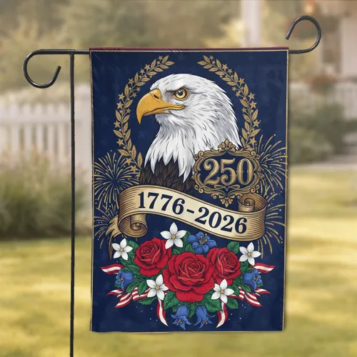 Bald Eagle American Flag 1776-2026 - America's 250th Anniversary Independence Day Gift Garden Flag