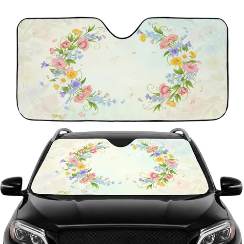 Delicate Sweet Pea Daisy Buttercup Forget-Me-Not Floral Garland - Car Interior Upgrade Car Sunshade