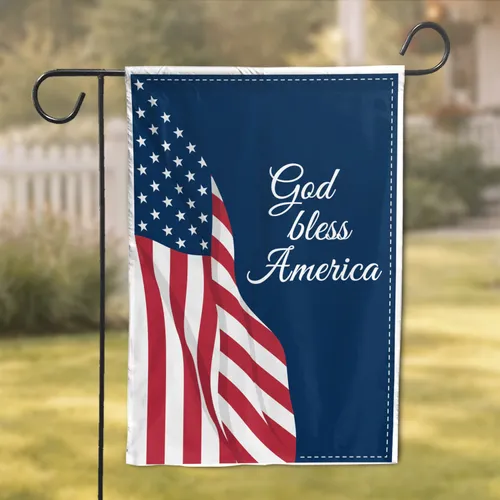 God Bless America Draped Flag - Patriotic Home Decor Gift Garden Flag