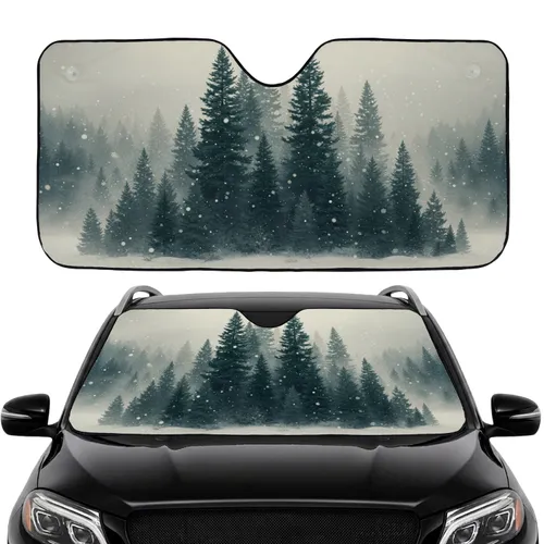 Dense Winter Forest Fog - Car Interior Upgrade Travel Accessory Car Sunshade