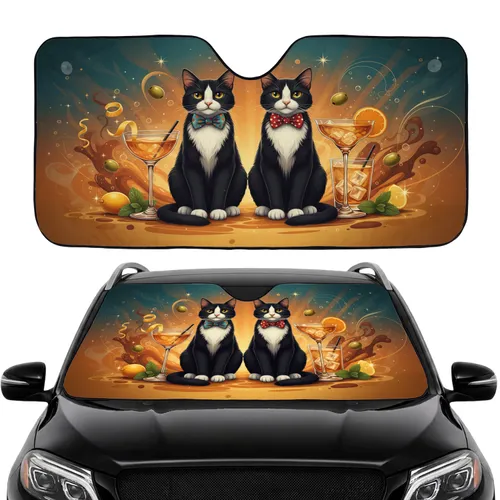 Dapper Tuxedo Cats Cocktail Lounge Car Interior Upgrade Car Sunshade
