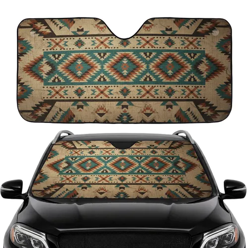 Southwestern Desert Tapestry Diamond Zigzag - Car Interior Upgrade Car Sunshade