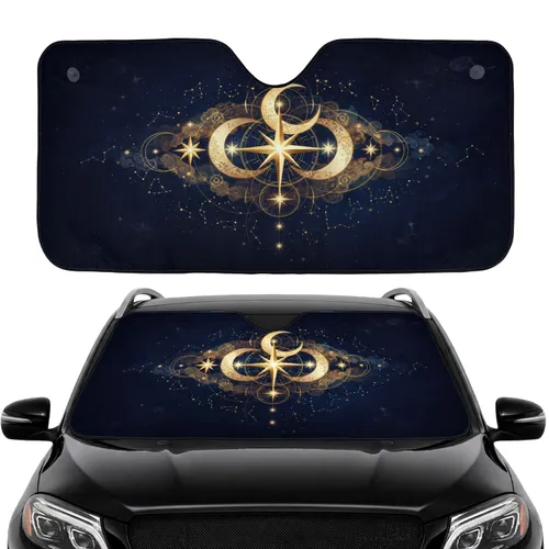 Cosmic Moons Stars Constellations Compass Rose Stardust Galaxy - Car Interior Upgrade Car Sunshade