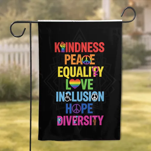 Pride Affirmation Stack Rainbow Symbols - LGBTQ+ Home Decor Gift for Ally Garden Flag