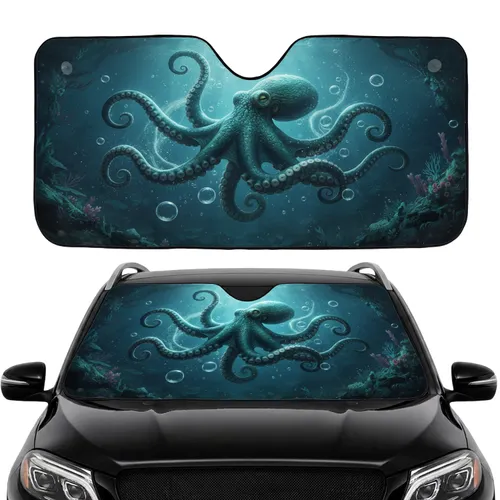 Realistic Octopus Underwater Seascape - Commute Accessory Ocean Lover Gift Car Sunshade