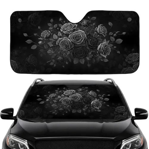Gothic Rose Garden Foliage Car Interior Upgrade Travel Accessory Car Sunshade
