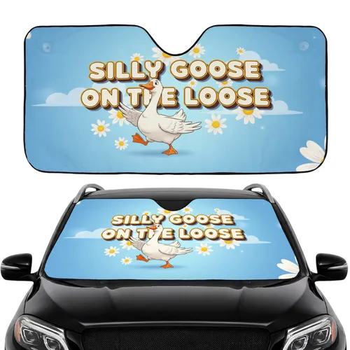 Goose On The Loose White Goose Daisy Flowers Cloud Car Interior Accessory Gift Car Sunshade