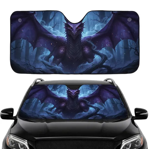 Gnarled Trees Glowing Eyes Dragon Forest - Commute Accessory Car Sunshade