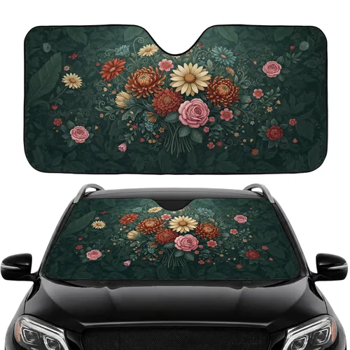 Lush Floral Wildflower Foliage - Travel Essentials Commute Accessory Car Sunshade
