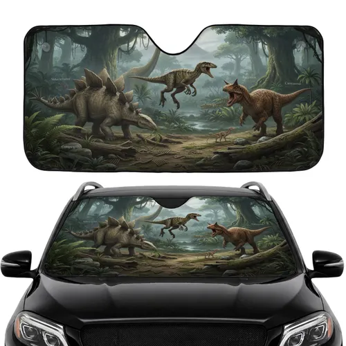 Realistic Dinosaurs Prehistoric Jungle - Car Interior Upgrade for Dinosaur Lover Car Sunshade