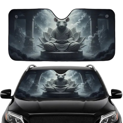 Meditating Rat Deity Lotus Statue - Car Interior Upgrade for Meditation Car Sunshade